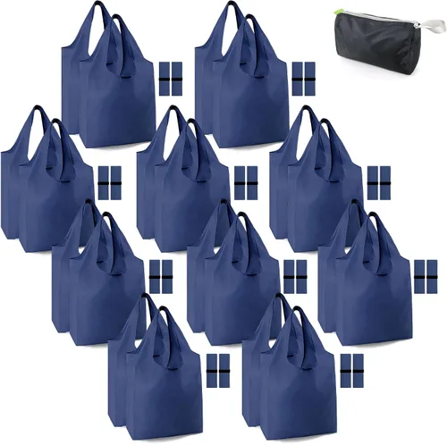 Vista 68 de BeeGreen Bolsas de comestibles reutilizables de Navidad con bolsa de almacenamiento con cremallera, paquete de 10 bolsas de compras reutilizables a