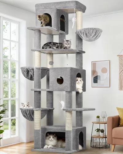 Vista 9 de Globlazer Árbol de Gato de Rincón de 66 Pulgadas, Torre de Escalada de Varios Niveles para Gatos de Interior, Condominios para Gatitos, Torre