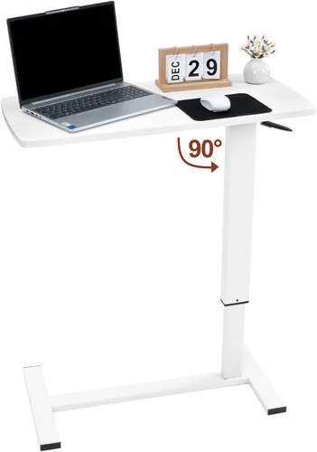 Vista 9 de Escritorio portátil de pie neumático portátil para laptop, carrito rodante de altura ajustable, mesa inclinable de 26 a 37 pulgadas, mesa de trabajo