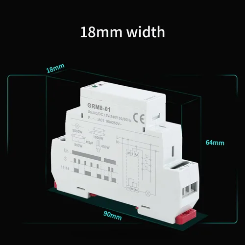 Vista 3 de GEYA Relé electrónico de bloqueo relé de impulso de memoria SPDT 16A voltaje de amplio rango montado en riel DIN (GRM8-02, AC/DC12V ~ 240V)