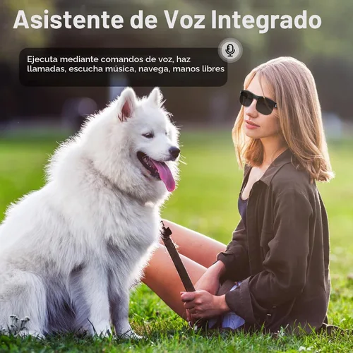 Vista 4 de Lentes inteligentes, lentes de sol polarizados con Bluetooth, micrófono y altavoces integrados, asistente de voz, protección UV, gafas Bluetooth