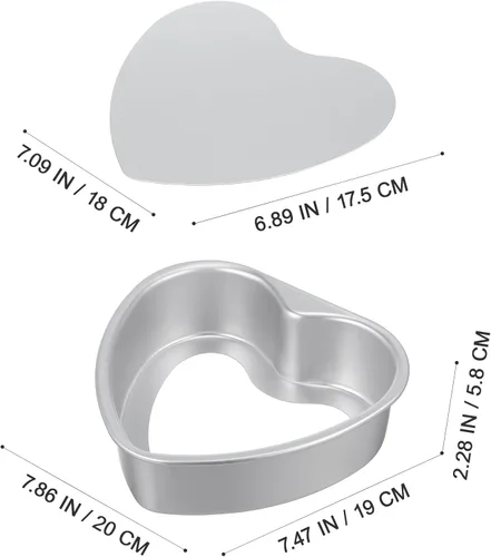 Vista 2 de Luxshiny Molde para pastel de corazón de 8 pulgadas, molde en forma de aluminio con parte inferior extraíble para magdalenas, hornear chocolate