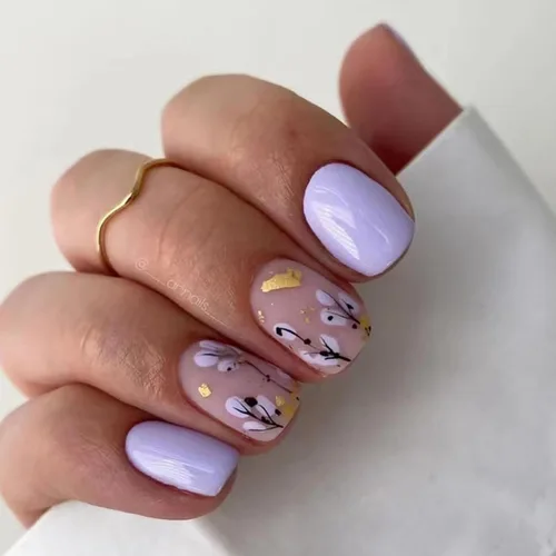 Vista 7 de Uñas postizas cortas a presión, uñas acrílicas cuadradas, coloridas de cobertura completa, uñas adhesivas brillantes en líneas, uñas reutilizables