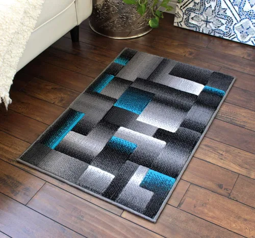 Vista 19 de Masada Rugs, Alfombra de Área Moderna Contemporánea, Azul Gris Negro (2 Pies X 3 Pies) Tapete
