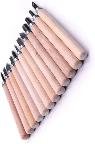 Vista 2 de Juego de 12 piezas de mini esculpir arte tallado en madera cinceles de mano Kit de herramientas para carpinteros Turners de madera