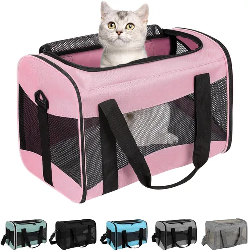 Vista 11 de Estuche de transporte para gatos, aprobado por aerolíneas, portátil y transpirable, transportador de viaje para mascotas, almohadilla de forro polar