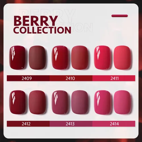 Vista 6 de GAOY Berry Collection - Esmalte de uñas en gel, color rosa intenso, borgoña, rojo, cereza y magenta, kit de esmalte de uñas para manicura de salón