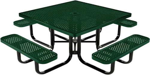 Vista 136 de COATEDOUTDOORFURNITURE Mesa de picnic cuadrada de 46 pulgadas, expandida, color negro