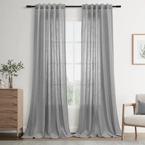 Vista 138 de Joywell - Cortinas de lino de 96 pulgadas de largo para sala de estar Natural