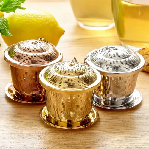 Vista 6 de Oro rosa - Infusor de té + cuchara de té mediana