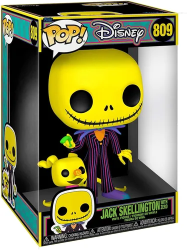 Vista 2 de Funko Pop Jumbo: The Nightmare Before Christmas - Jack Skellington and Zero - (Blacklight), 10 pulgadas - TNBC - Figura de vinilo coleccionable