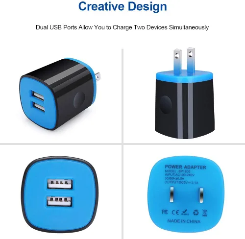 Vista 4 de Bloque de cubo de cargador de pared para teléfono Android con cable micro USB compatible con Moto E, G, G5 Plus/E5 Play E6 E4, Samsung Galaxy Note