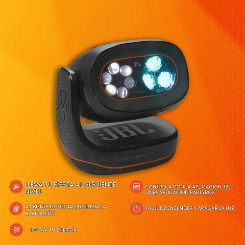 Vista 2 de JBL Partylight Beam - Luz de fiesta con proyección Bluetooth, lleva tu fiesta al siguiente nivel con un espectáculo de luces coreografiado que llena