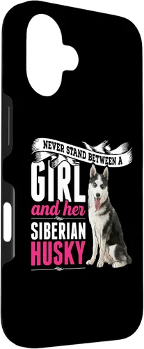 Vista 3 de iPhone 16 Never Stand Between A Girl And Her Siberian Husky Dog Case