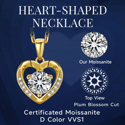 Vista 71 de MomentWish Collar de corazón para mujer, moissanita, diamante de imitación, plata de ley 925