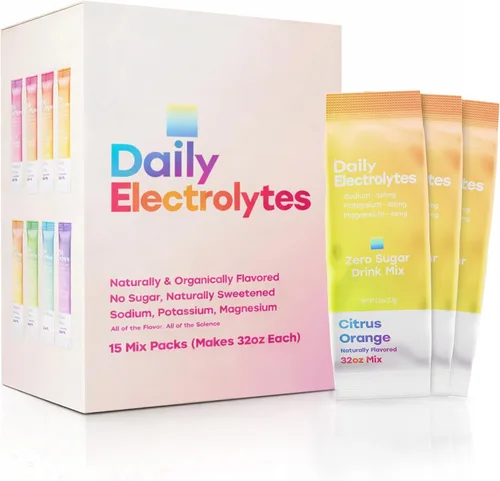Vista 3 de 30 paquetes de electrolitos en polvo jumbo de 7 sabores sin azúcar, paquetes de hidratación líquida de electrolitos diarios IV mezcla de bebidas
