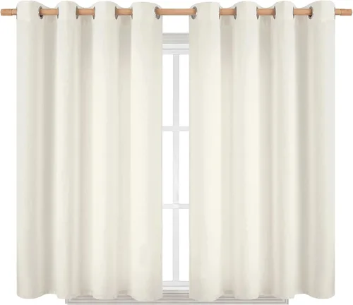 Vista 93 de BGment Cortinas de Lino Beige de 63 Pulgadas de Largo 2 Paneles - Tratamientos para Ventanas con Textura de Arpillera Filtrantes de Luz Cortinas