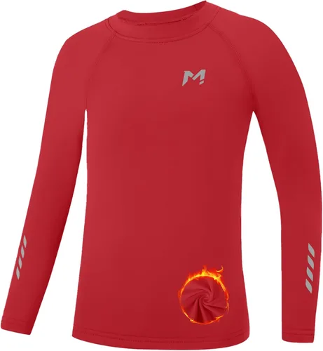 Vista 11 de Moozava Camiseta térmica de compresión para niños, manga larga, forro polar, para jóvenes, para fútbol, béisbol, fútbol, capa base