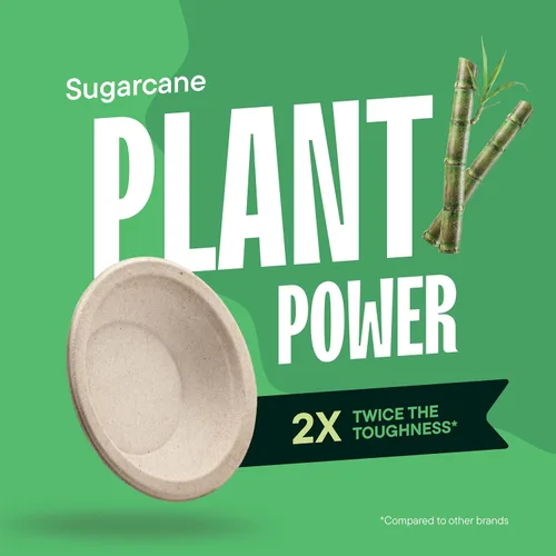 Vista 4 de Stack Man Cuencos de Papel, Cuencos de Sopa Desechables 100% Compostables [Paquete de 125] 12 oz. Resistentes, Ecológicos, Biodegradables de Bagazo