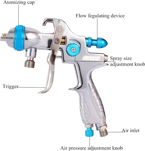 Vista 4 de Pistola de pulverización profesional de alimentación de sifón HVLP, 1000 cc, taza de pintura antigoteo con punta de boquilla, tamaño de 0.067 in