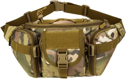 Vista 13 de Riñonera táctica militar impermeable WR para escalada al aire libre, pesca, correr, caza, compatible con iPhone 8 7 7 plus (camuflaje ACU)