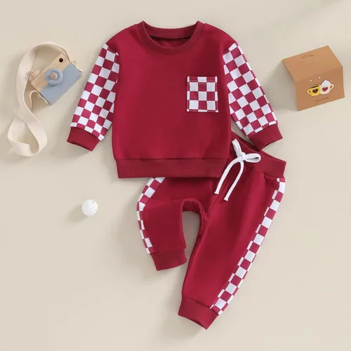 Vista 2 de BeQeuewll Ropa para bebé niña, trajes de otoño e invierno, sudadera de manga larga, sudadera y pantalones para niños pequeños
