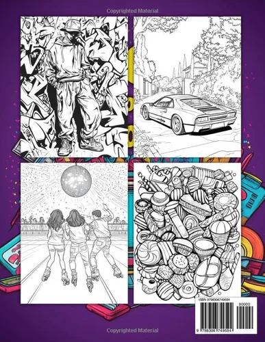 Vista 2 de 90s Coloring Book Nostalgia, Retro Pop Culture, Food, Drinks, Snacks, and Art for Adults