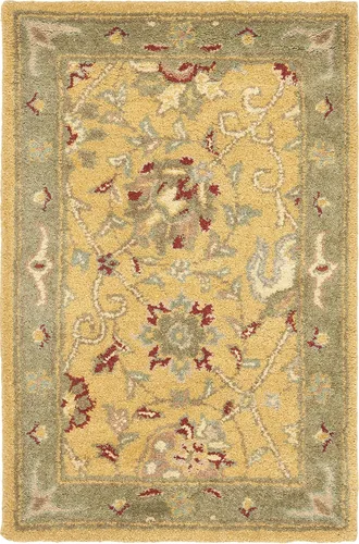 Vista 22 de SAFAVIEH Colección Antigüedades - Alfombra de 6' redonda, marrón y verde, hecha a mano, diseño oriental tradicional de lana, ideal para áreas