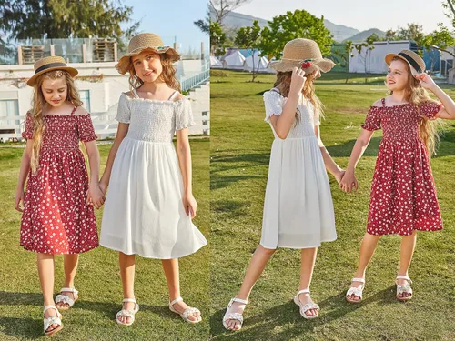Vista 9 de Arshiner Vestido casual de verano sin mangas para niñas de 4 a 13 años