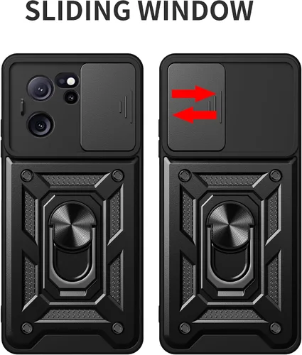 Vista 7 de Funda de teléfono para Xiaomi 13T Pro resistente con funda protectora de cámara para Xiaomi 13T Pro, a prueba de golpes, con anillo magnético