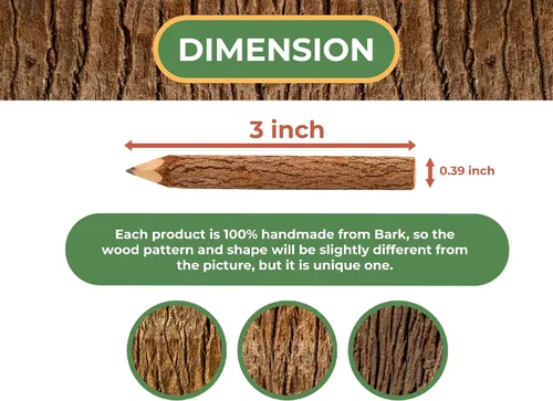 Vista 4 de BSIRI Paquete de 12 lápices de madera negra de 3 pulgadas con diseño de corteza de árbol en lápices de ramitas rústicas de madera, regalos únicos