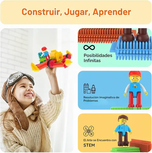 Vista 4 de Picasso Toys Bloques de Erizo 4 Figuras de Personajes de Acción Familiar Juguete para Niños Pequeños Construcción Bloques de Baldosas Paquete