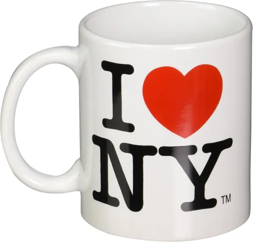 Vista 2 de Taza I Love NY de cerámica blanca de 11 onzas I Love NY de la tienda de recuerdos de la ciudad de Nueva York