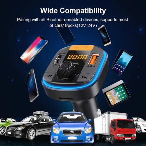 Vista 6 de Transmisor FM Bluetooth Bluetooth para automóvil - BAISHUN Adaptador Bluetooth 5.0 PD20W+QC3.0 encendedor de cigarrillos receptor de radio