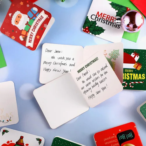 Vista 3 de Outus Mini tarjetas de felicitación de Navidad con sobres, 2.7 x 2.7 pulgadas (48 piezas)