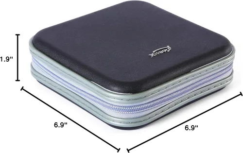 Vista 7 de Carpeta de almacenamiento portátil de plástico duro para CD/DVD, capacidad 32, color negro