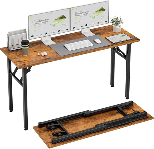 Vista 10 de TEMI Mesa de Computadora Pequeña Mesa Plegable - Escritorio de Oficina Plegable de 35.8", Sin Ensamblaje, Perfecto para Espacios Pequeños