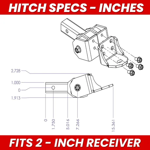 Vista 6 de GEN-Y Hitch Soporte de bola para receptor de 2 pulgadas - Plataforma de bola con orificio de montaje de 1 ″ de diámetro, caída de 2 pulgadas