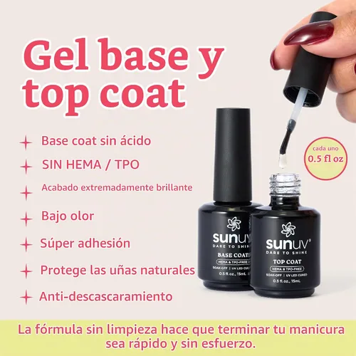 Vista 4 de SUNUV Juego de 2 capas base y superior de gel sin Hema y TPO de 0.5 fl oz