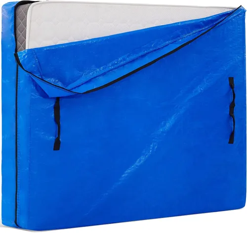 Vista 6 de AlexHome Bolsa de colchón para mudanza y almacenamiento, lona resistente, reutilizable, funda de almacenamiento de colchón fácil de transportar