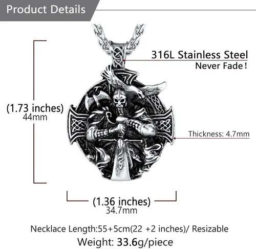 Vista 5 de U7 Wiccan Necklace Pagan Pendant Men Women Stainless SteelBlack18K Gold Plated PentagramNorse VikingRaven Occult Necklaces