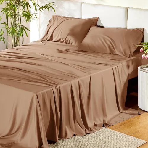 Vista 42 de Bedsure PureWoven 100% rayón derivado de bambú, sábanas de cama individual, 3 piezas