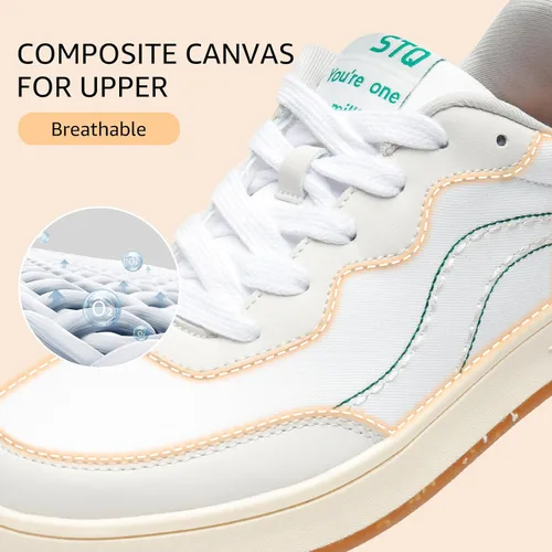 Vista 3 de STQ Zapatos de lona para mujer, con cordones, antideslizantes, cómodos, para caminar