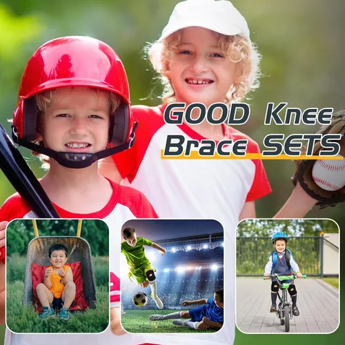 Vista 6 de 2 rodilleras para niños, rodilleras de compresión para niños y niñas, básquetbol, voleibol, deportes y gimnasia (negro, M)