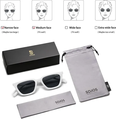 Vista 6 de SOJOS Gafas de sol polarizadas cuadradas estrechas estilo ojos de gato para mujeres, retro, modernas, para conducir SJ2169