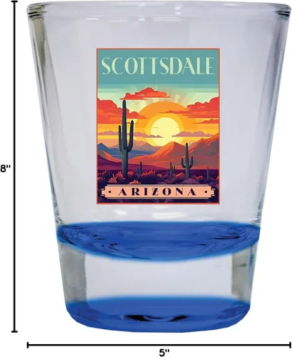 Vista 3 de Scottsdale Arizona Design C Souvenir - Vaso de chupito redondo de 1.5 onzas, color azul, paquete de 2