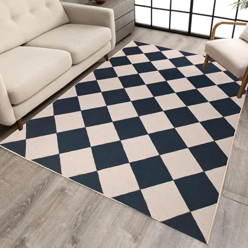 Vista 35 de Alfombra a cuadros de 2 x 3 pies, alfombra negra y blanca moderna para entrada interior, alfombra pequeña lavable a cuadros para baño, alfombra