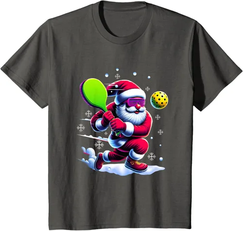 Vista 35 de Pickle Ball Navidad Santa Deporte Jugador Padel Raqueta Snow Camiseta Negro