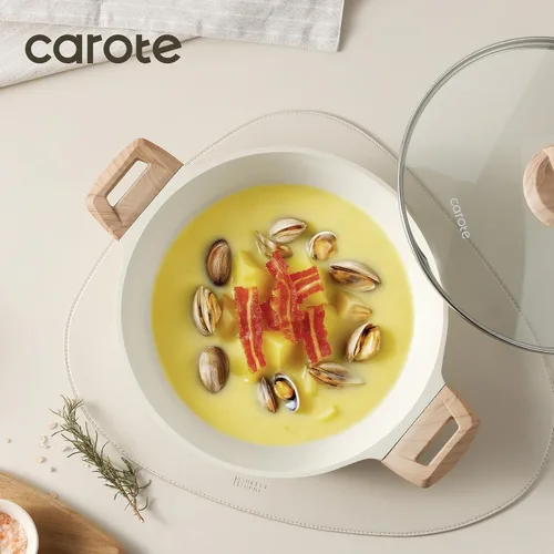 Vista 5 de CAROTE Olla antiadherente con tapa, olla de sopa poco profunda de 4 cuartos