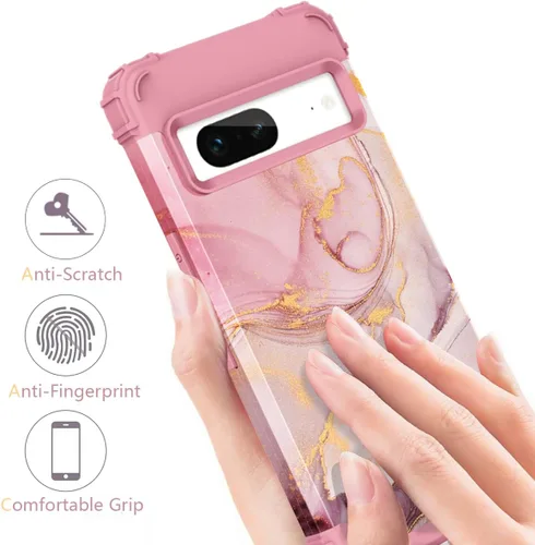 Vista 5 de Funda para Pixel 7, funda para Google Pixel 7, funda protectora de silicona rígida de policarbonato duro 3 en 1, resistente a prueba de golpes